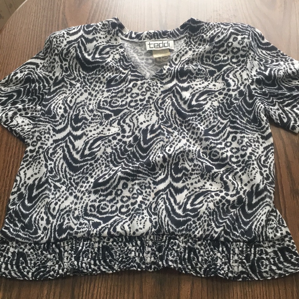 Teddi petite zebra/leopard print shirt